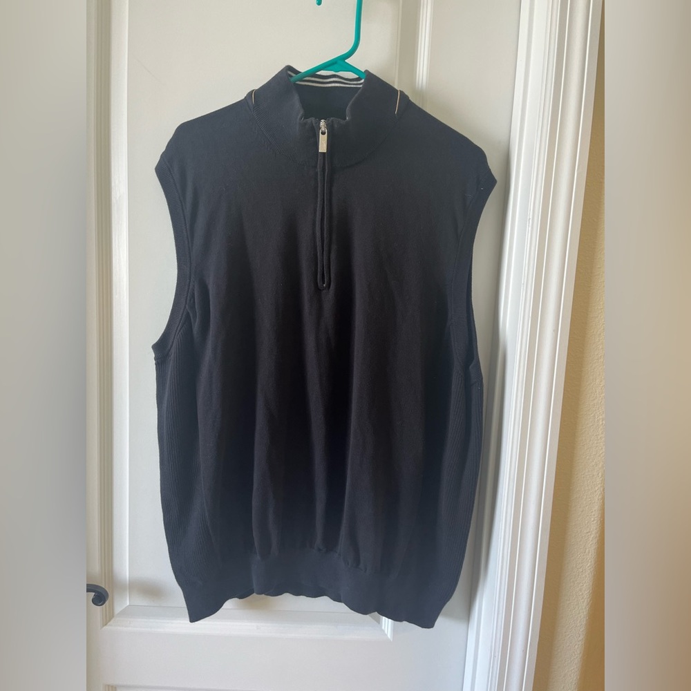 Bobby Jones Black 100% Pima Cotton Sleeveless 1/4 Zip-Up Sweater xxl